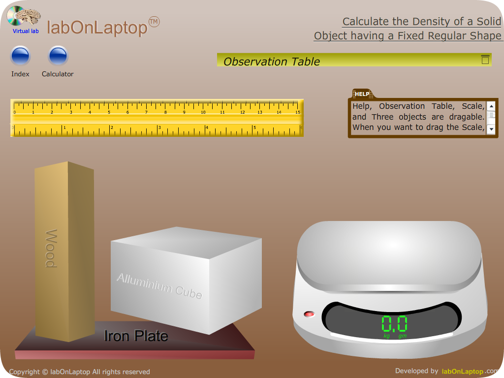 Determine the Density of objects having Regular Shape labOnLaptop Store